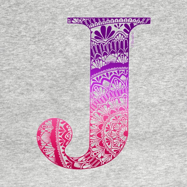 Mandala Letter Capital J Pink by Shaseldine